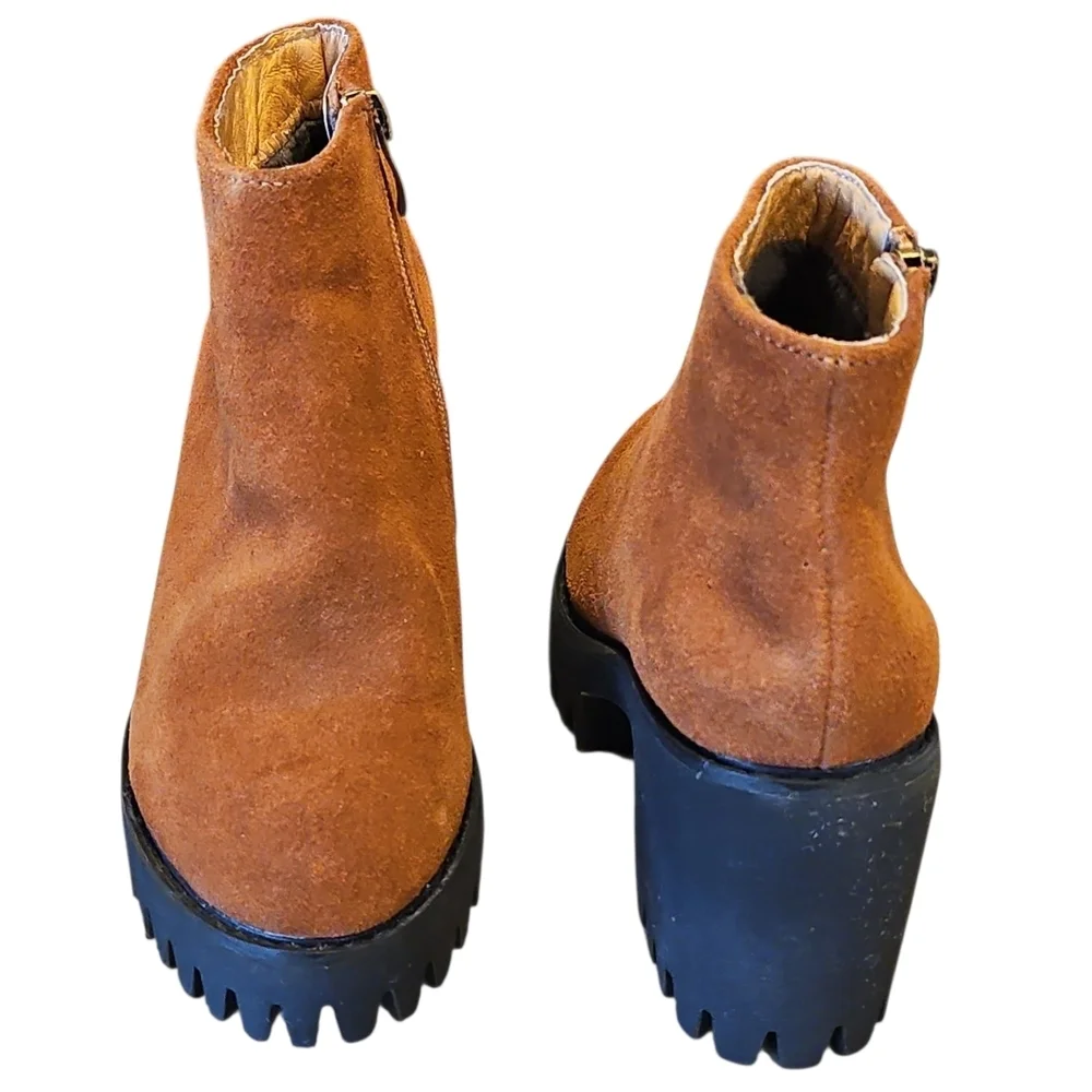 Trendy Tan Waffle Bottom High Heel Ankle Boots